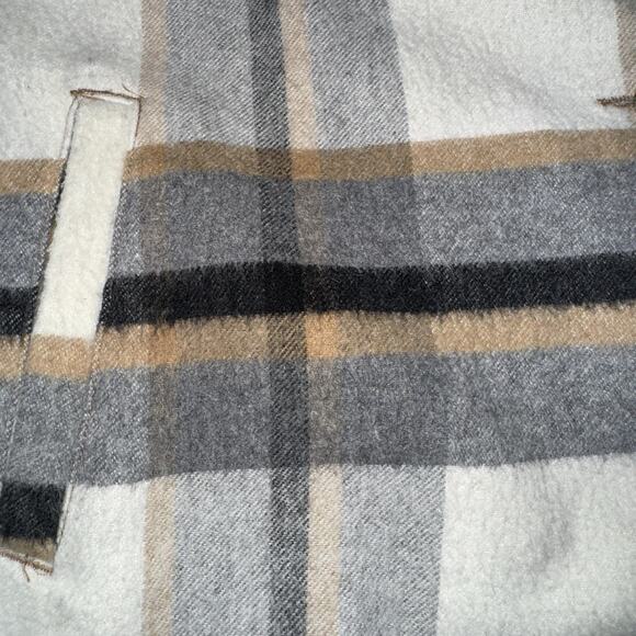 ZARA Womens M Shacket Shirt Jacket Plaid Oversized Button Down Fleece Fall Cozy - Picture 7 of 10